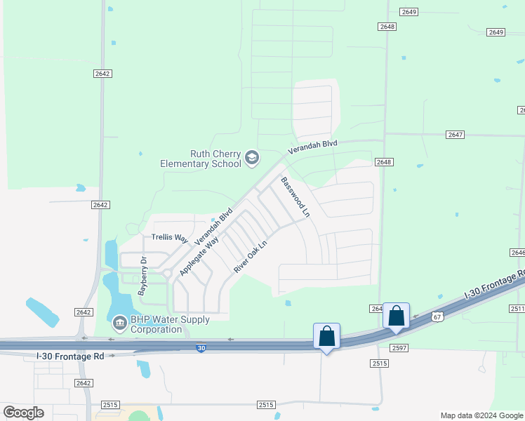 map of restaurants, bars, coffee shops, grocery stores, and more near 1309 Alder Tree Lane in Royse City