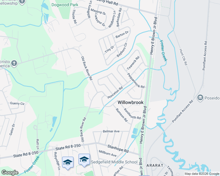 map of restaurants, bars, coffee shops, grocery stores, and more near 36 Oak Grove Road in Goose Creek