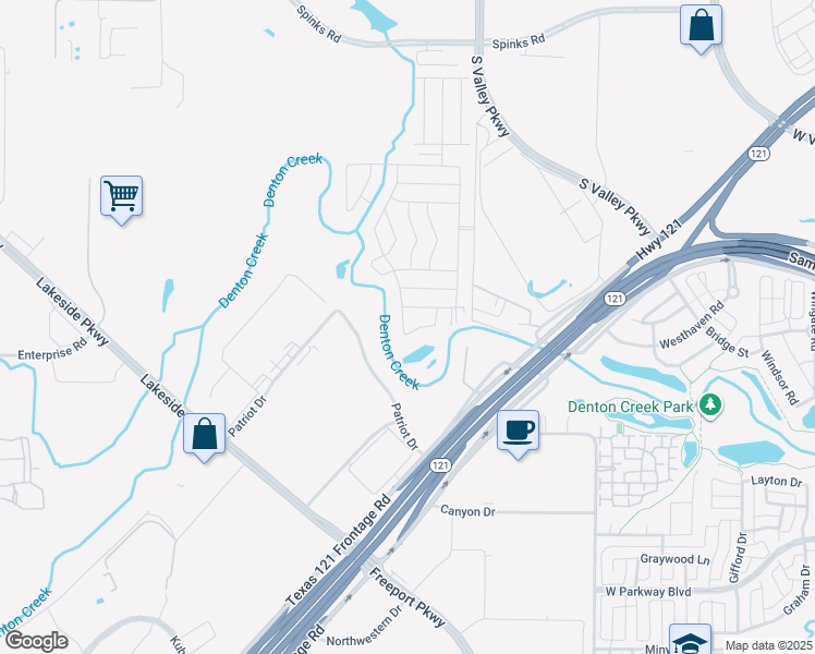 map of restaurants, bars, coffee shops, grocery stores, and more near 113 Creekview Drive in Grapevine