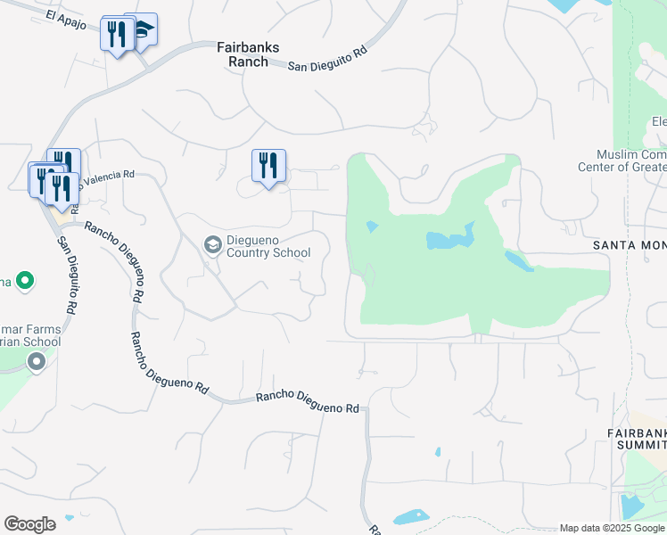 map of restaurants, bars, coffee shops, grocery stores, and more near 6182 Paseo Valencia in Rancho Santa Fe
