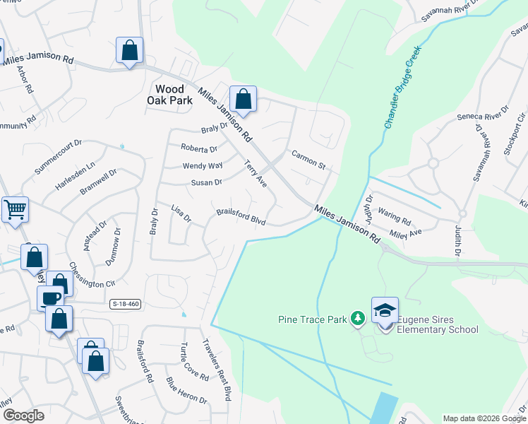 map of restaurants, bars, coffee shops, grocery stores, and more near 214 Terry Avenue in Summerville