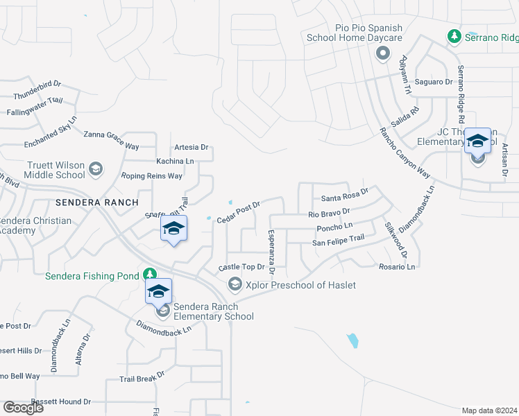 map of restaurants, bars, coffee shops, grocery stores, and more near 14304 Cedar Post Drive in Haslet