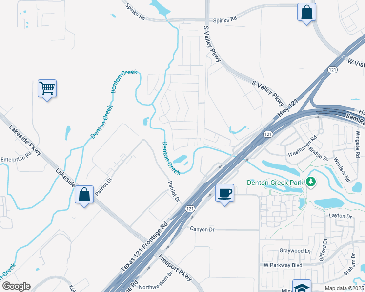 map of restaurants, bars, coffee shops, grocery stores, and more near 113 Creekview Drive in Grapevine