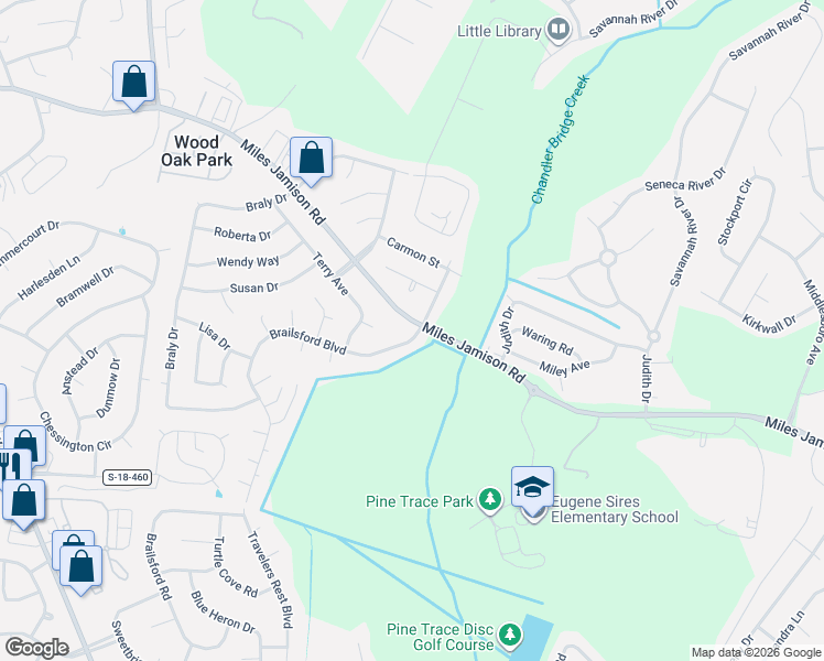 map of restaurants, bars, coffee shops, grocery stores, and more near 622 Brailsford Boulevard in Summerville