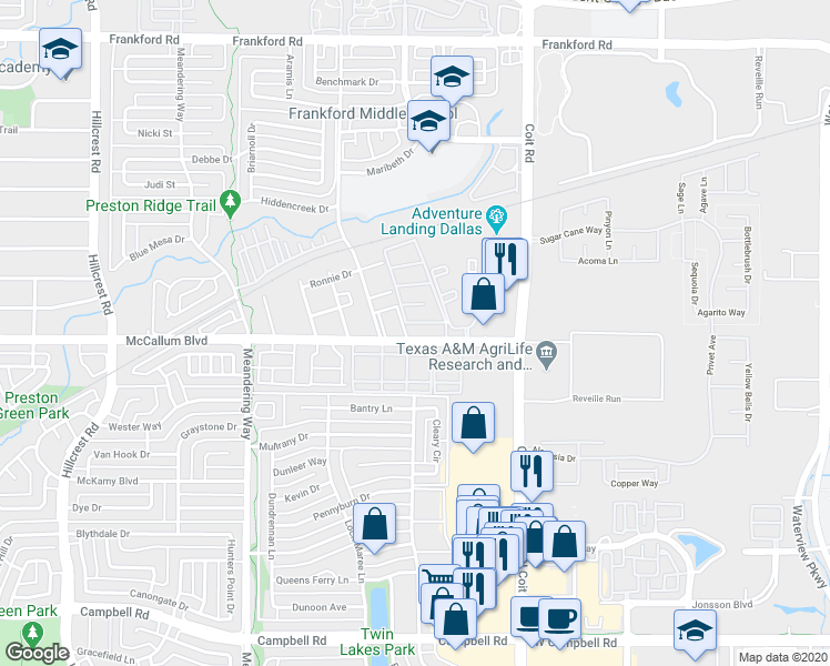 map of restaurants, bars, coffee shops, grocery stores, and more near in Dallas