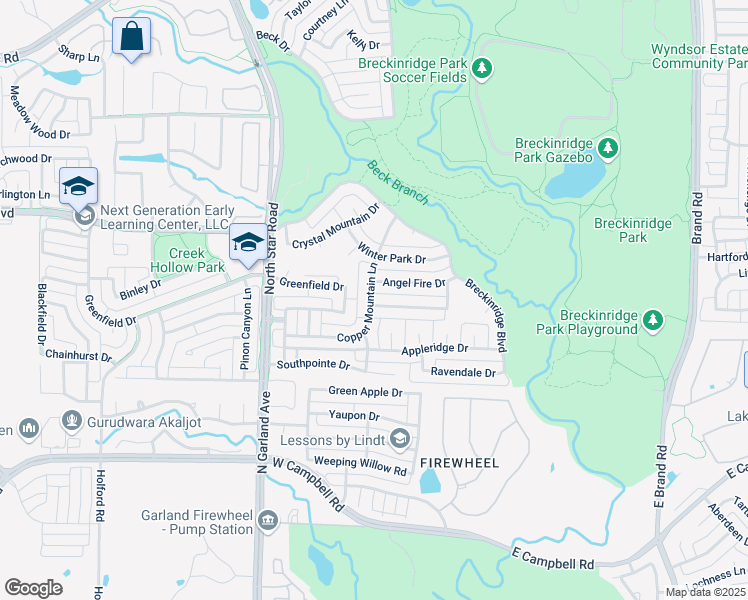 map of restaurants, bars, coffee shops, grocery stores, and more near 4600 Deer Valley Lane in Richardson