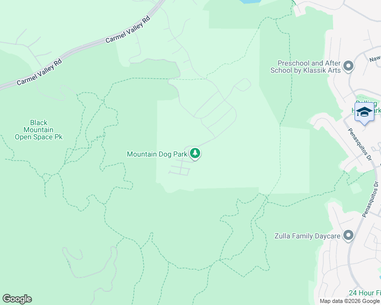 map of restaurants, bars, coffee shops, grocery stores, and more near 15851 Wenzel Court in San Diego