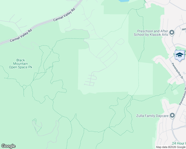 map of restaurants, bars, coffee shops, grocery stores, and more near Black Mountain Hike in San Diego