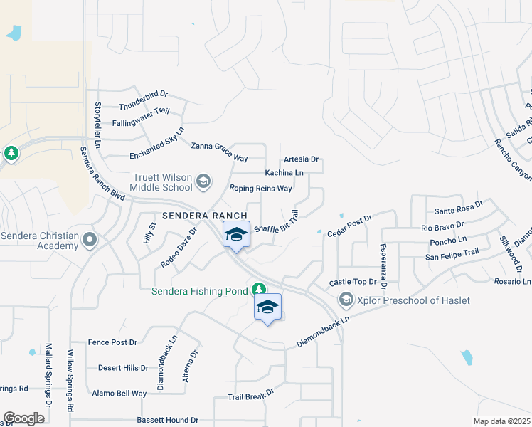 map of restaurants, bars, coffee shops, grocery stores, and more near 14216 Hoedown Way in Haslet