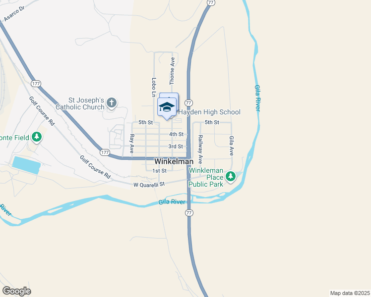 map of restaurants, bars, coffee shops, grocery stores, and more near 101 3rd Street in Winkelman