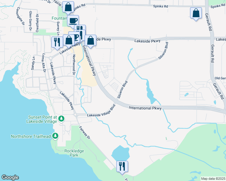 map of restaurants, bars, coffee shops, grocery stores, and more near 669 Silveron Boulevard in Flower Mound