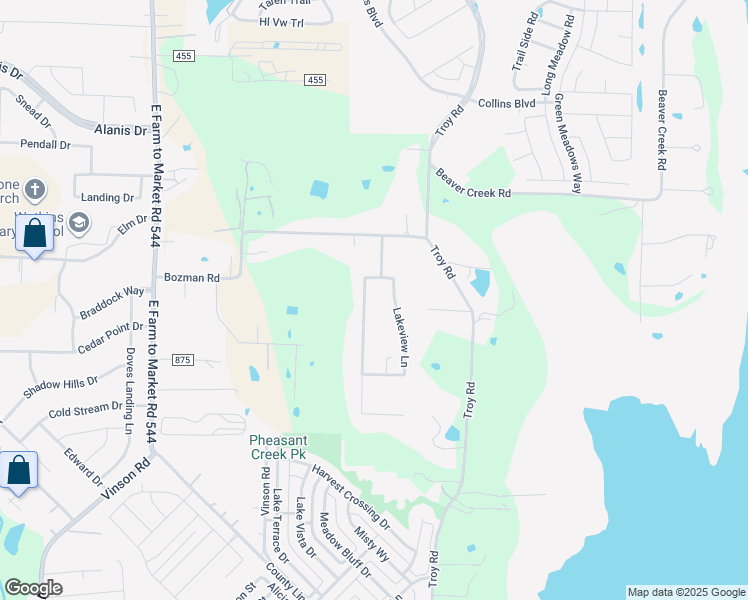 map of restaurants, bars, coffee shops, grocery stores, and more near 2345 Country Meadow Lane in Wylie