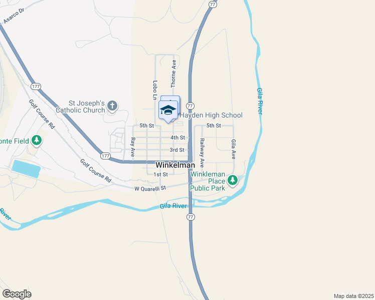 map of restaurants, bars, coffee shops, grocery stores, and more near 101 3rd Street in Winkelman