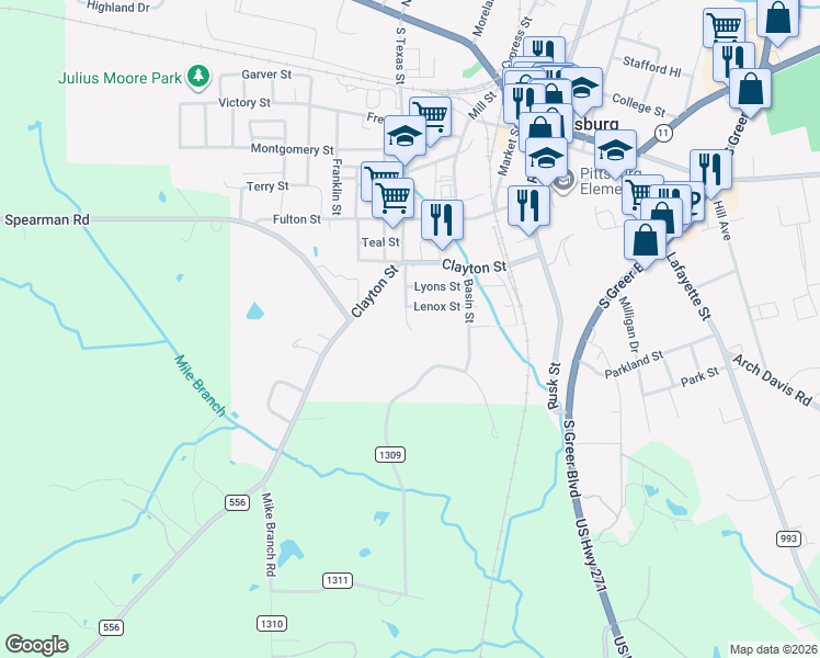 map of restaurants, bars, coffee shops, grocery stores, and more near 218 Simms Street in Pittsburg