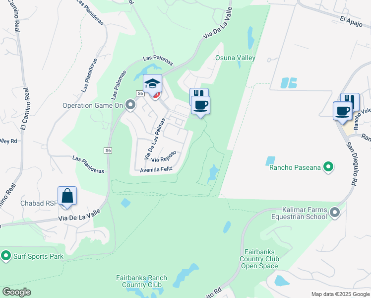 map of restaurants, bars, coffee shops, grocery stores, and more near 4019 Avenida Brisa in Rancho Santa Fe