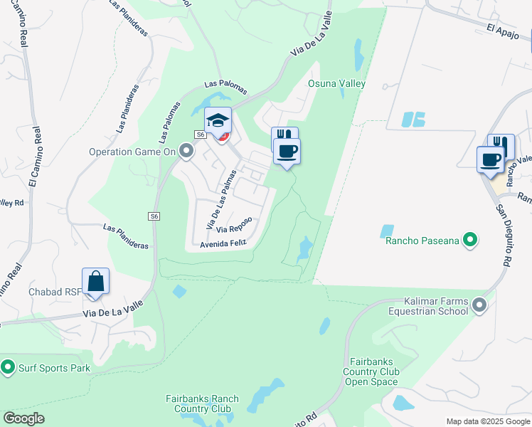 map of restaurants, bars, coffee shops, grocery stores, and more near 4019 Avenida Brisa in Rancho Santa Fe