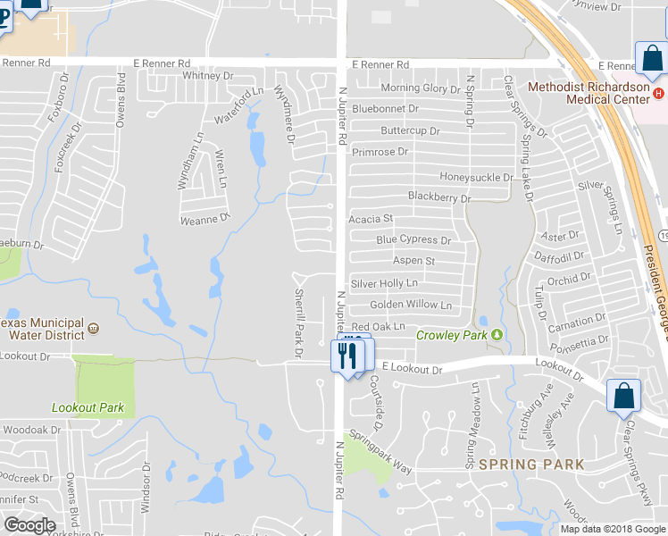 map of restaurants, bars, coffee shops, grocery stores, and more near 2016 Saint Andrews Drive in Richardson