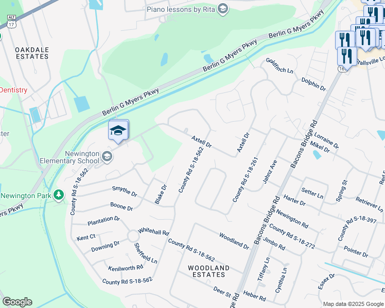 map of restaurants, bars, coffee shops, grocery stores, and more near 131 Axtell Drive in Summerville
