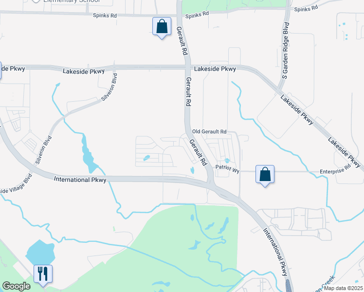map of restaurants, bars, coffee shops, grocery stores, and more near 401 Gerault Road in Flower Mound