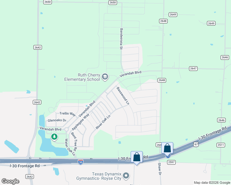 map of restaurants, bars, coffee shops, grocery stores, and more near 1901 Berrywood Drive in Royse City