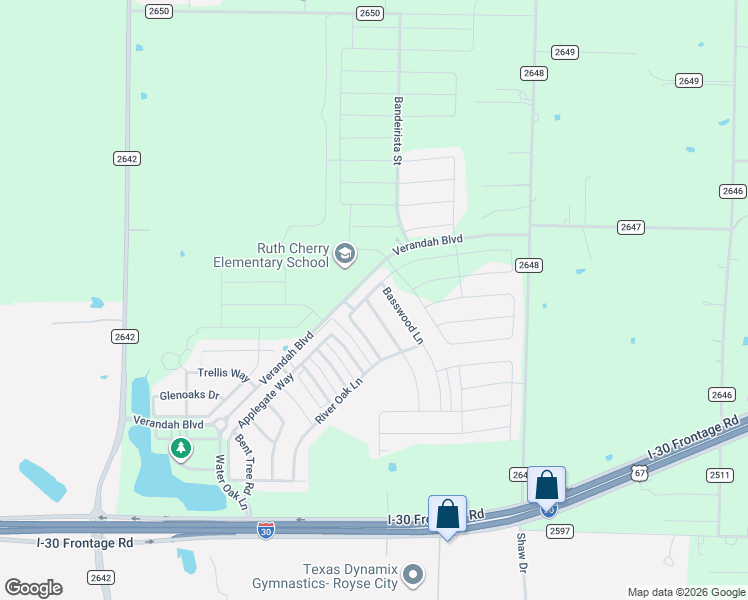 map of restaurants, bars, coffee shops, grocery stores, and more near 1408 Silver Maple Lane in Royse City