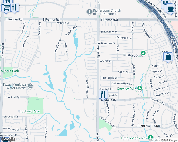 map of restaurants, bars, coffee shops, grocery stores, and more near 2006 Saint Andrews Drive in Richardson