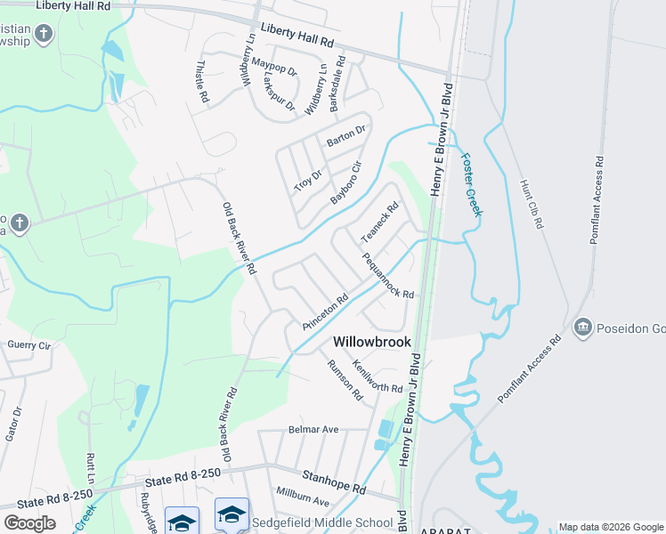 map of restaurants, bars, coffee shops, grocery stores, and more near 9 Burnt Mills Road in Goose Creek