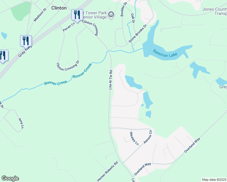 map of restaurants, bars, coffee shops, grocery stores, and more near 245 Lite-N-Tie Road in Gray
