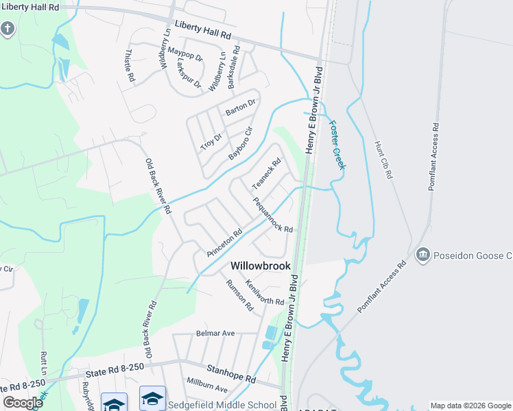 map of restaurants, bars, coffee shops, grocery stores, and more near 15 Pequannock Road in Goose Creek