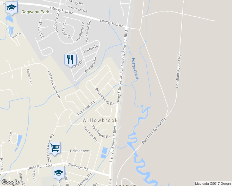 map of restaurants, bars, coffee shops, grocery stores, and more near 111 Peach Road in Goose Creek