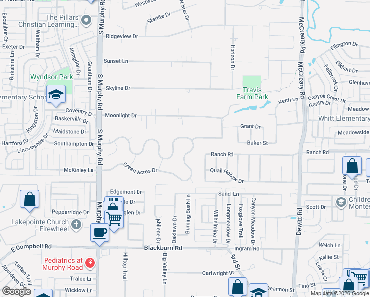 map of restaurants, bars, coffee shops, grocery stores, and more near 416 Love Bird Lane in Murphy