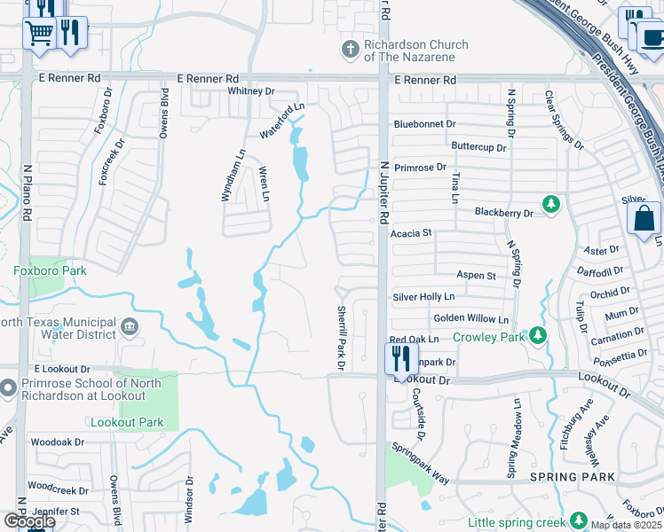 map of restaurants, bars, coffee shops, grocery stores, and more near 2903 Saint Andrews Drive in Richardson