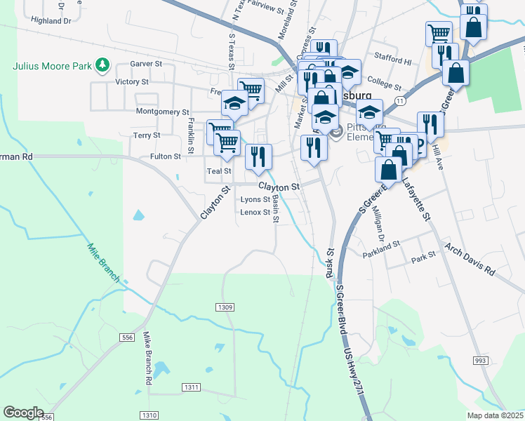 map of restaurants, bars, coffee shops, grocery stores, and more near 201 Lenox Street in Pittsburg