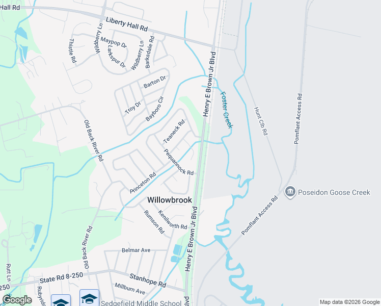 map of restaurants, bars, coffee shops, grocery stores, and more near 105 Freehold Circle in Goose Creek