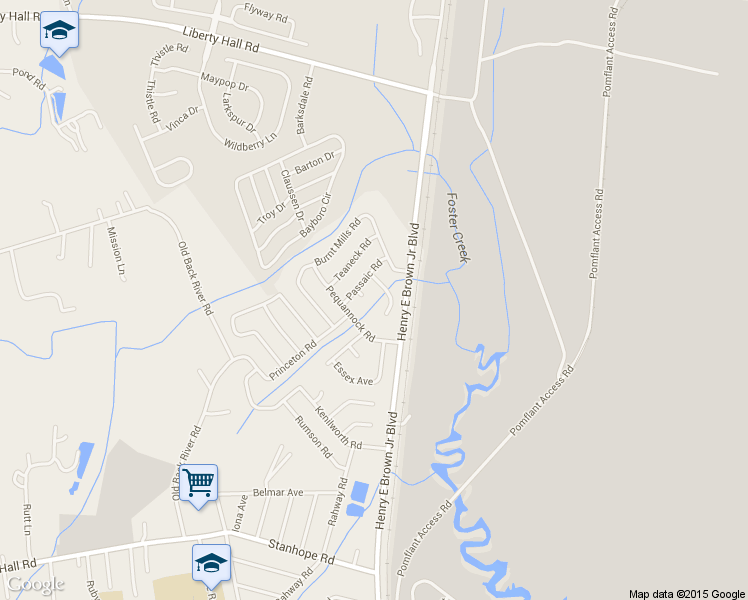 map of restaurants, bars, coffee shops, grocery stores, and more near 105 Freehold Circle in Goose Creek