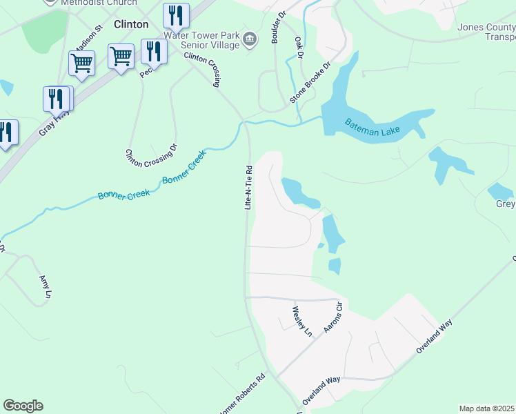 map of restaurants, bars, coffee shops, grocery stores, and more near 245 Lite-N-Tie Road in Gray