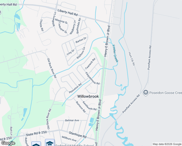 map of restaurants, bars, coffee shops, grocery stores, and more near 15 Pequannock Road in Goose Creek