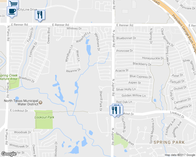 map of restaurants, bars, coffee shops, grocery stores, and more near 2903 Saint Andrews Drive in Richardson