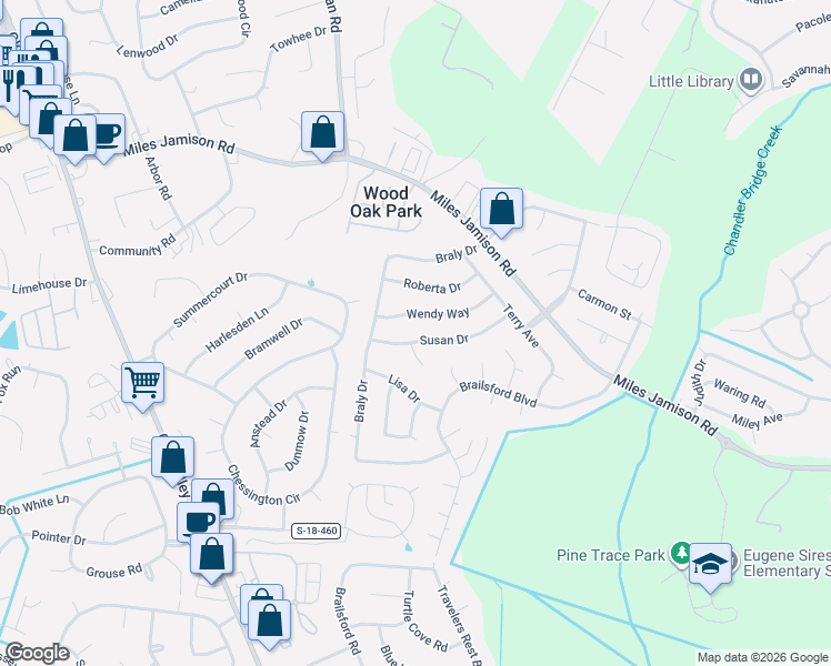 map of restaurants, bars, coffee shops, grocery stores, and more near 113 Susan Drive in Summerville