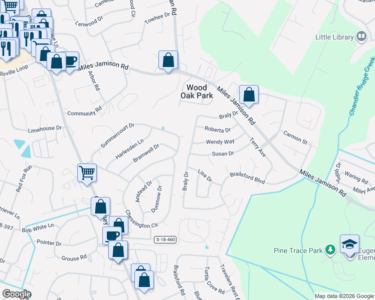 map of restaurants, bars, coffee shops, grocery stores, and more near 100 Susan Drive in Summerville