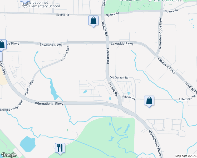map of restaurants, bars, coffee shops, grocery stores, and more near 1170 Lake City Avenue in Flower Mound