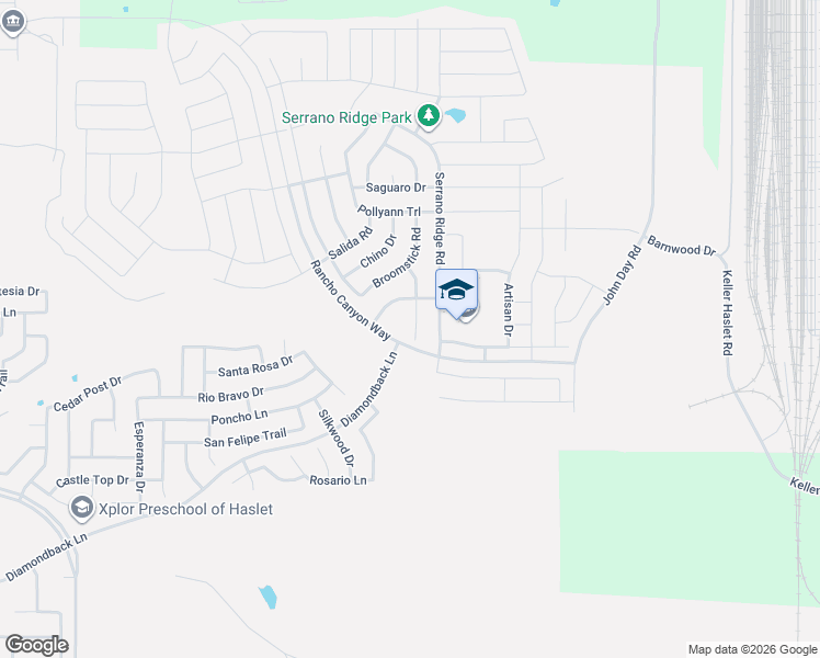 map of restaurants, bars, coffee shops, grocery stores, and more near 14300 Mariposa Lily Lane in Haslet