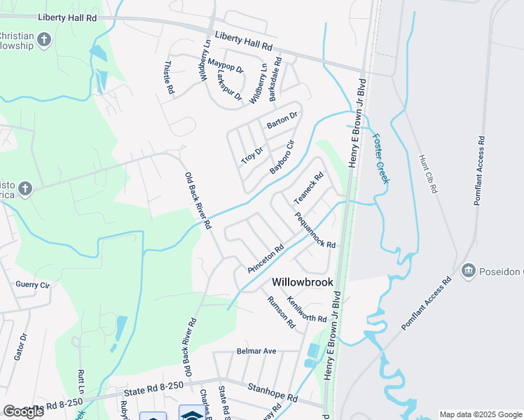 map of restaurants, bars, coffee shops, grocery stores, and more near 36 Delaware Road in Goose Creek