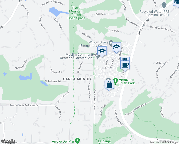 map of restaurants, bars, coffee shops, grocery stores, and more near 7451 Las Lunas in San Diego