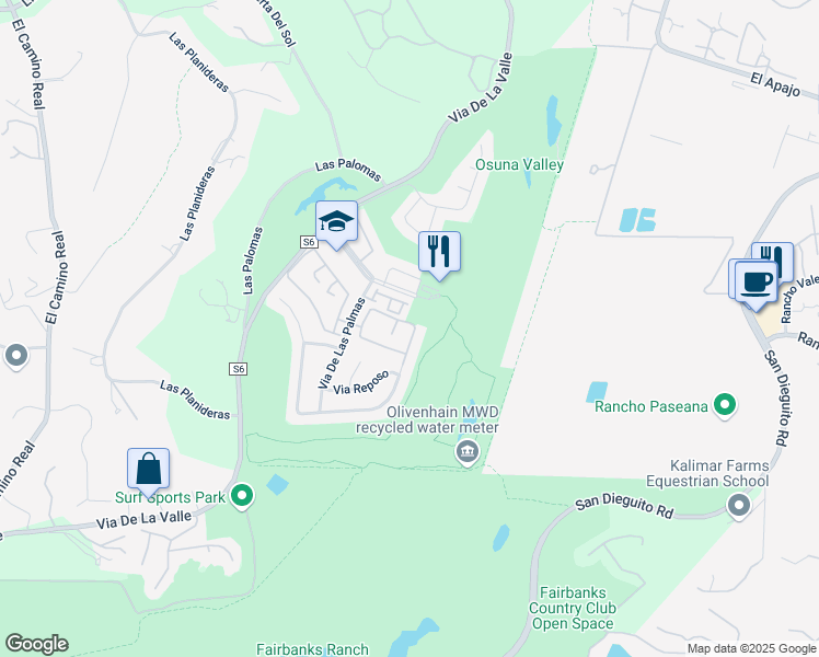 map of restaurants, bars, coffee shops, grocery stores, and more near 4074 Avenida Brisa in Rancho Santa Fe