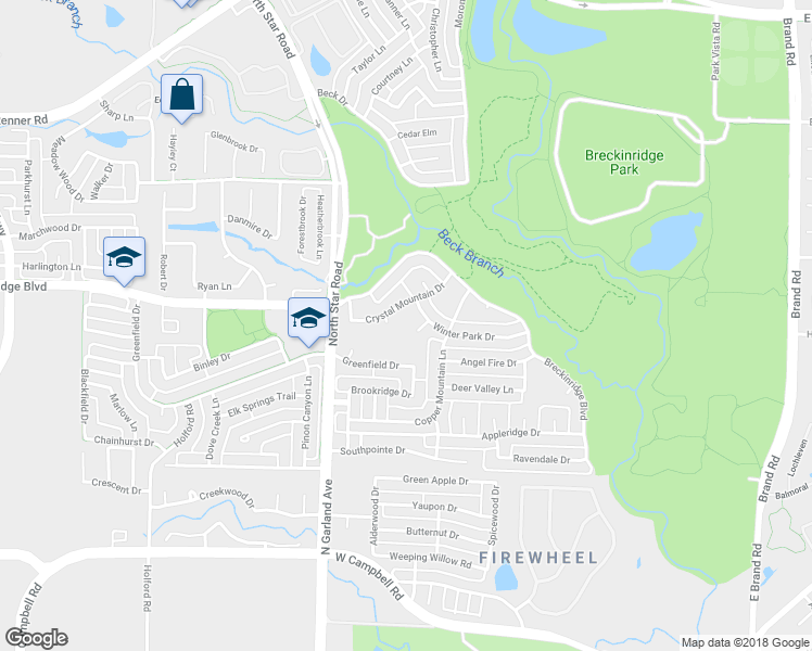 map of restaurants, bars, coffee shops, grocery stores, and more near 2905 Snowmass Court in Richardson