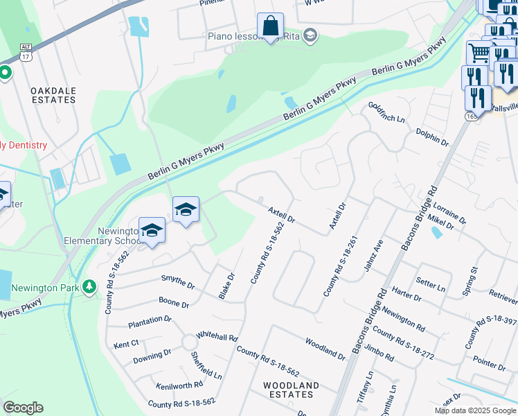 map of restaurants, bars, coffee shops, grocery stores, and more near 131 Axtell Drive in Summerville