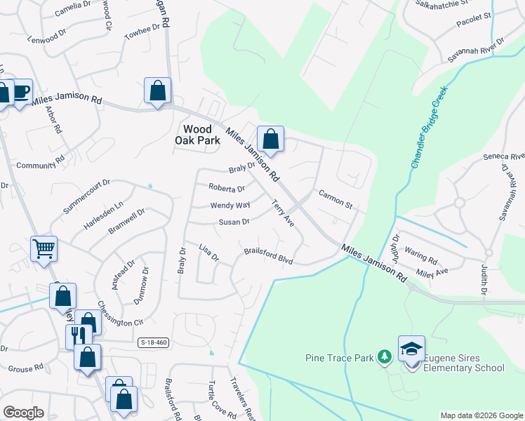 map of restaurants, bars, coffee shops, grocery stores, and more near 118 Edythe Court in Summerville
