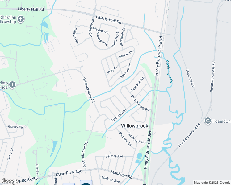 map of restaurants, bars, coffee shops, grocery stores, and more near 36 Delaware Road in Goose Creek