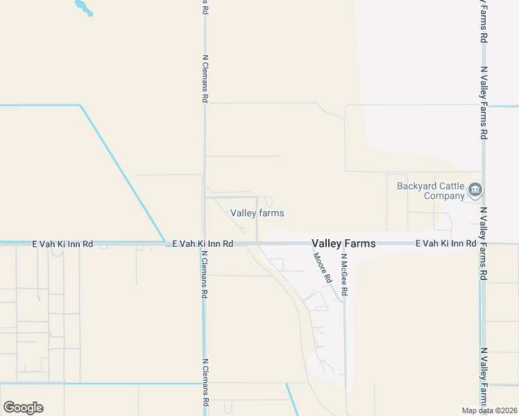 map of restaurants, bars, coffee shops, grocery stores, and more near 10650 East Vah Ki Inn Road in Coolidge